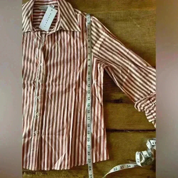 NEW Harshman 100% Cotton Selina Blouse ~ Brown Stripe ~ M ~ BEAUTIFUL! - Picture 7 of 10